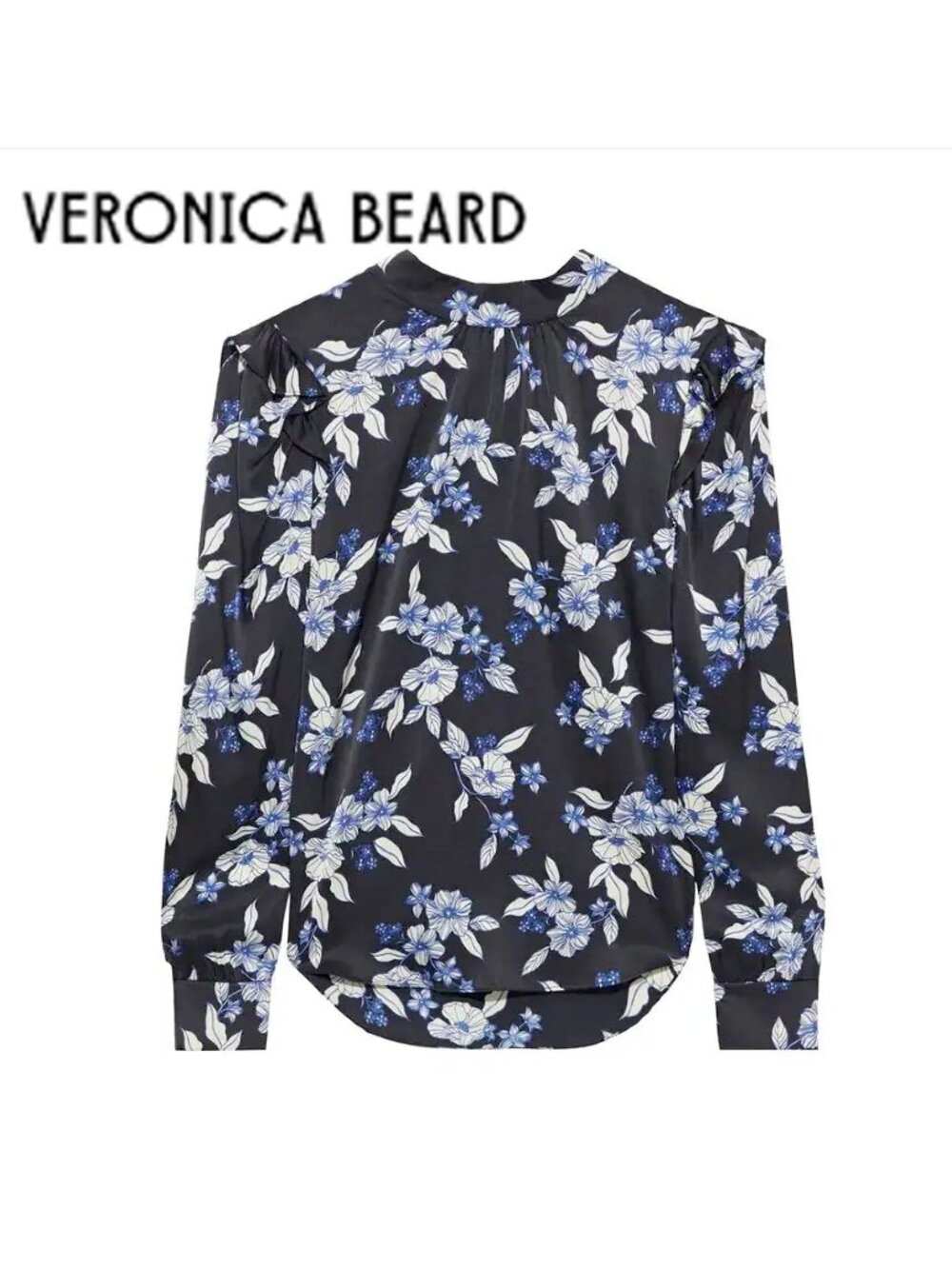 Veronica Beard Carleton tie-back floral-print silk blouse, NWOT, size 0